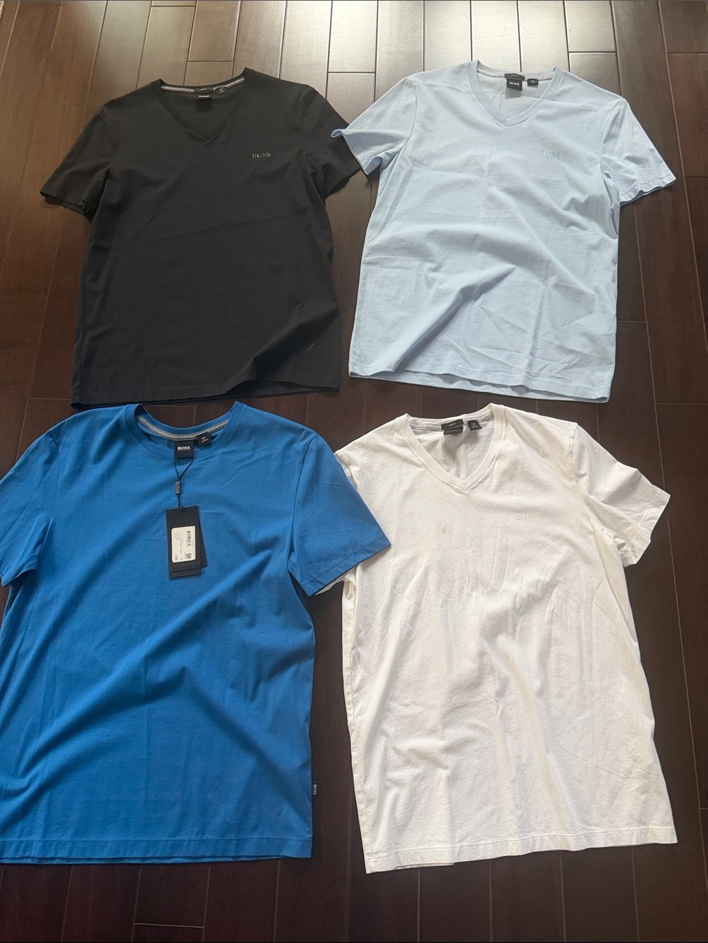 Boss Men's Short-Sleeve V & Crew Tee Set - Black, Light Blue, Royal Blue, White